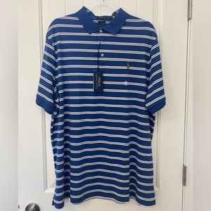 Polo Ralph Lauren Blue White Striped Classic Fit Short Sleeved Collared Shirt